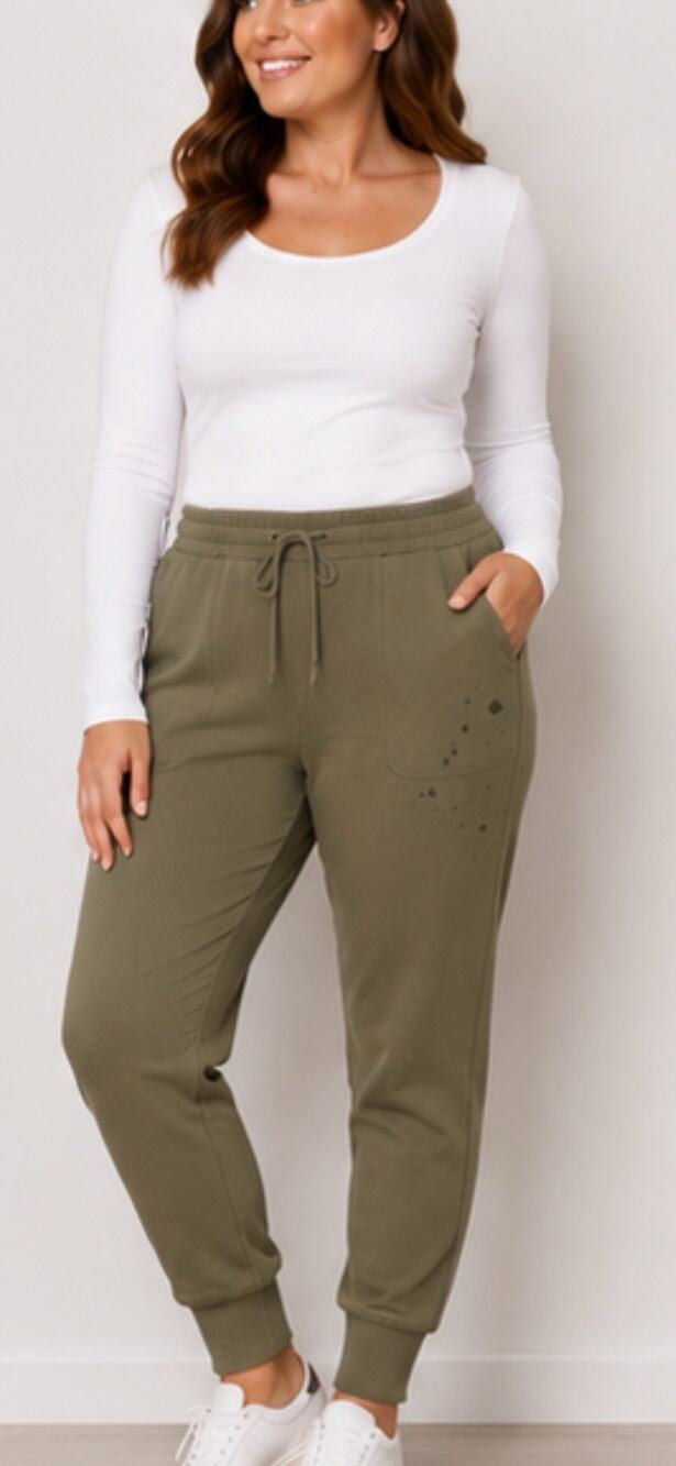 F&F Womens Jogger Pants US 16 Olive Green Drawstring Sweatpants